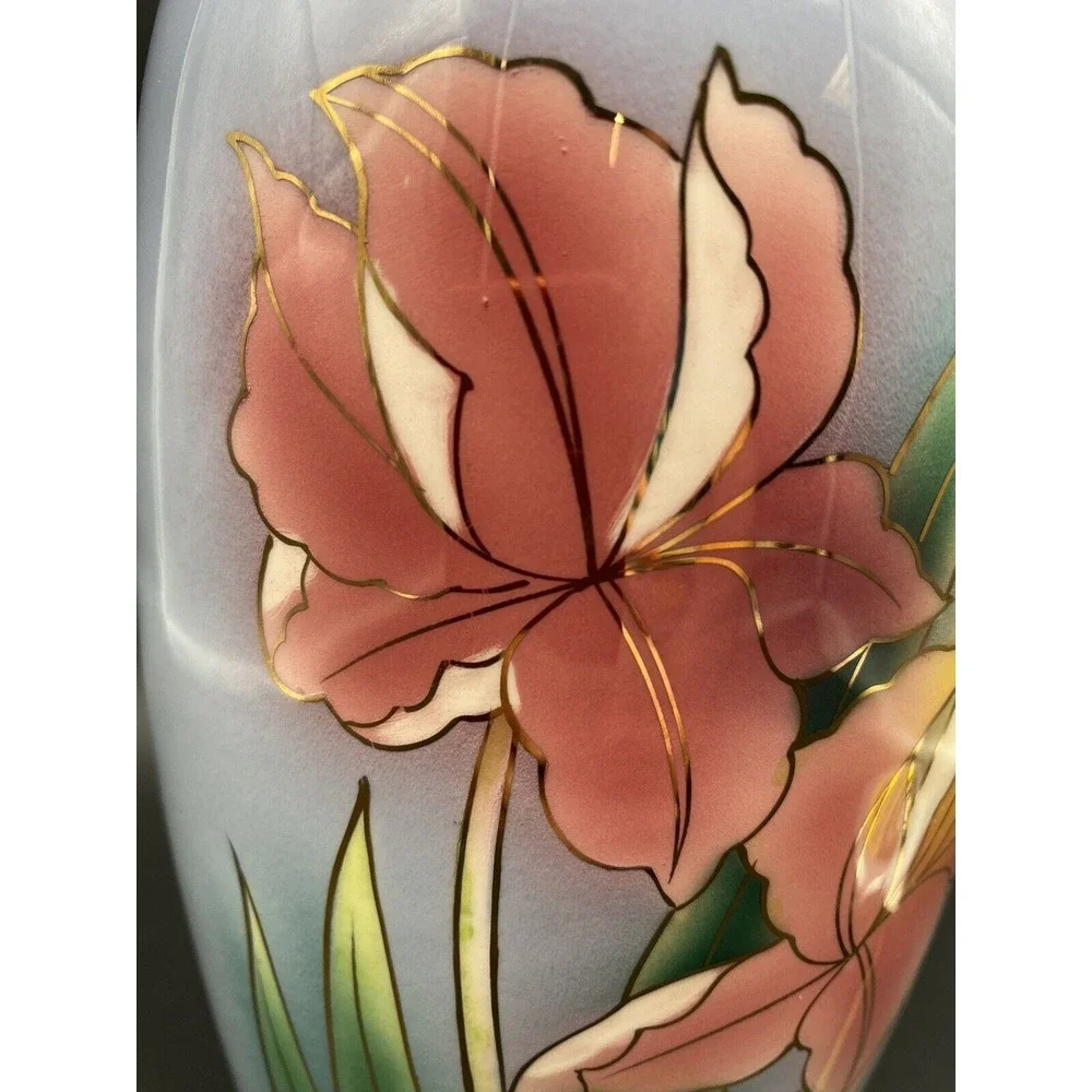 Sigma Taste Setter Large Ceramic Blue Floral‎ Vase Approx 10 inches tall